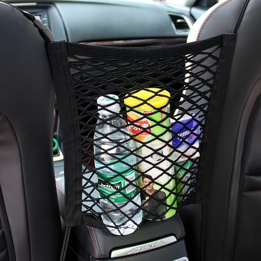 Pet Car Barrier Dog Car Barrier with Automatic Safety Mesh Storage Bag Pet Barrier Guard Back Seat Safety Protector Mesh Net image 3
