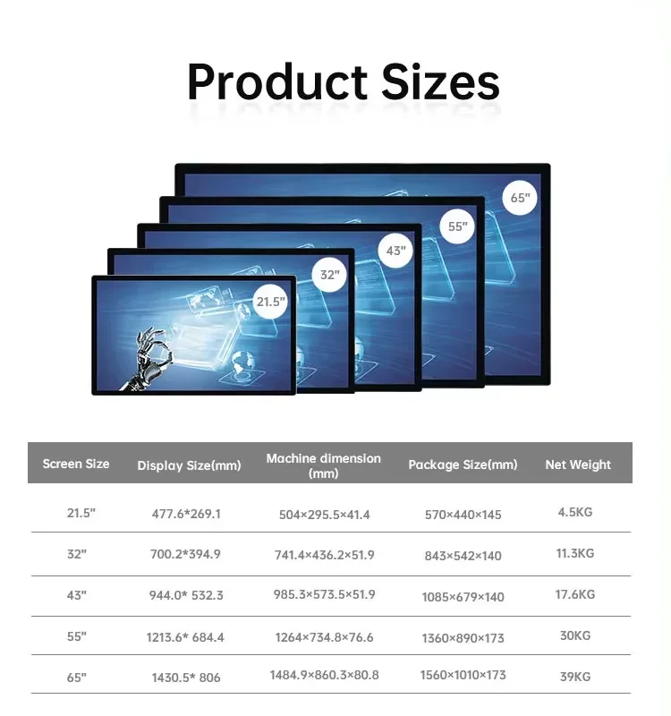Smart Display 22 27 32 43 55 65 75 86 Inch Interact AIO Pc Capacitive Touchscreen All in One Panel for Meeting Room