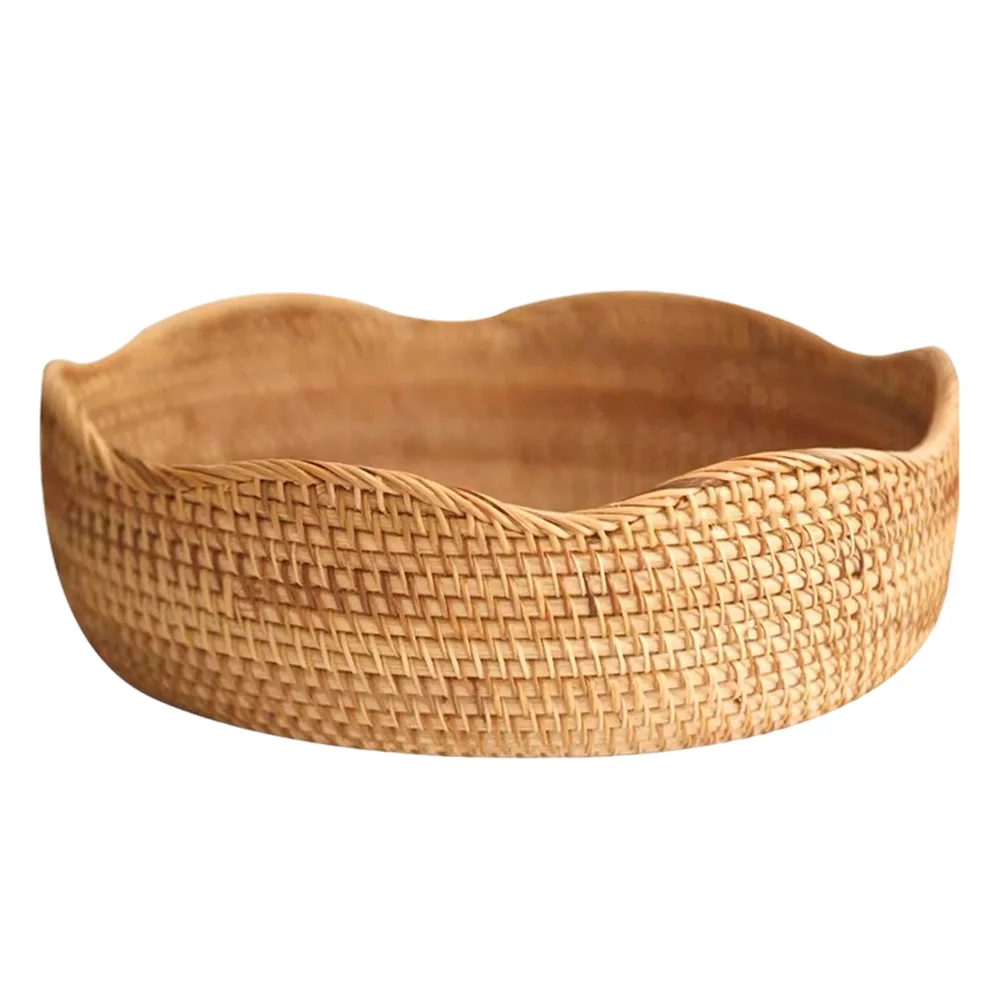 

1pc Wicker Storage Basket Lightweight Fruit Dessert Container For Kitchen Home Bakery Use Versatile Food Basket