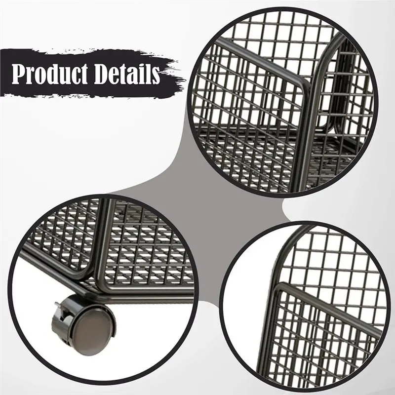 B23B For Small Space Storage Solution:Under Desk Mobile Mesh Rolling File Organizer Cart With Locking Casters