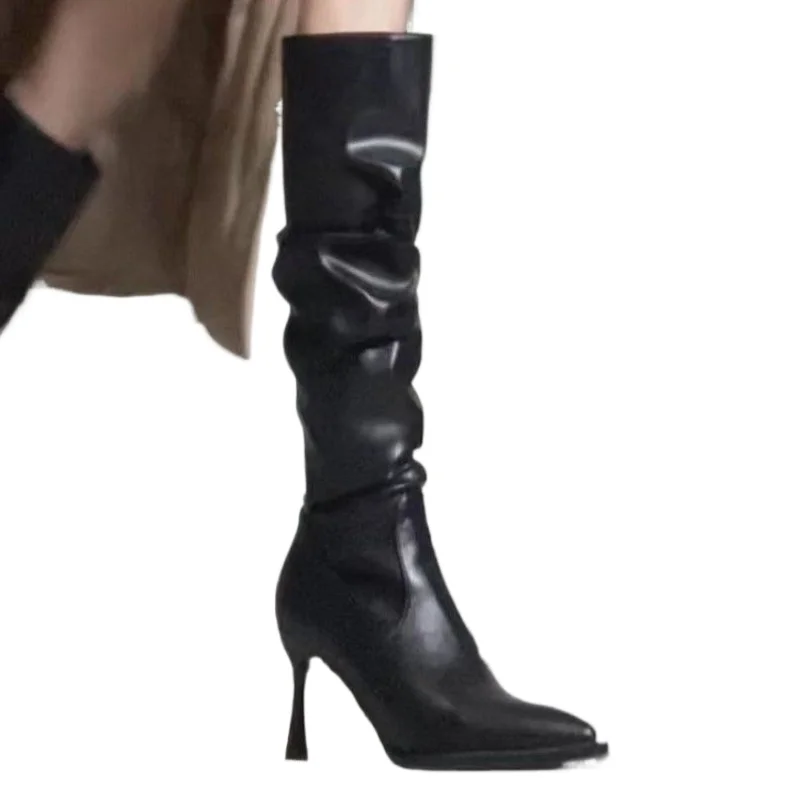 2026 جديد مثير الشتاء النساء أحذية عالية موضة أشار تو كعب ستيليتو أحذية طويلة السيدات أنيقة حذاء برقبة للركبة الأحذية بوتاس #4