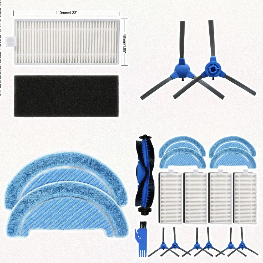 Main Side Brush Mop Cloth Kit For Conga 1099 Connected For 1990 Connected Vacuum Cleaner Replacement Parts Accessories Set