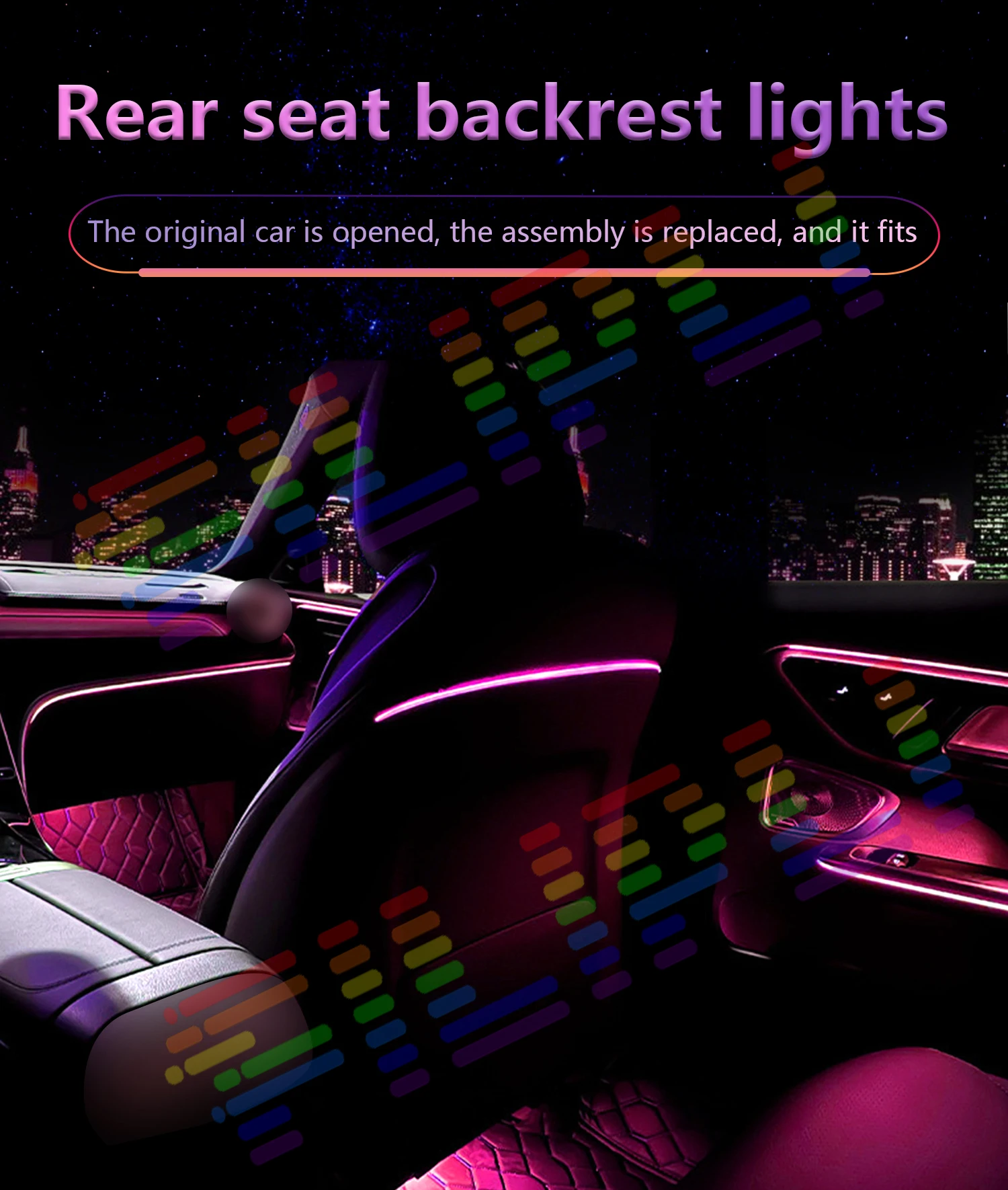 Suitable for Mercedes-Benz C/GLC/E 64 color rear backrest environmental lighting W2O6/W213/W205/W213/X253/X254 interior modifica