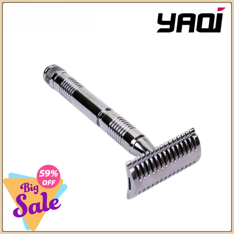 

YAQI Double Edge Gunmetal Color Mens Safety Razor For Cleaning Beard Mature Simple Portable High Quality Safety Razor For Male
