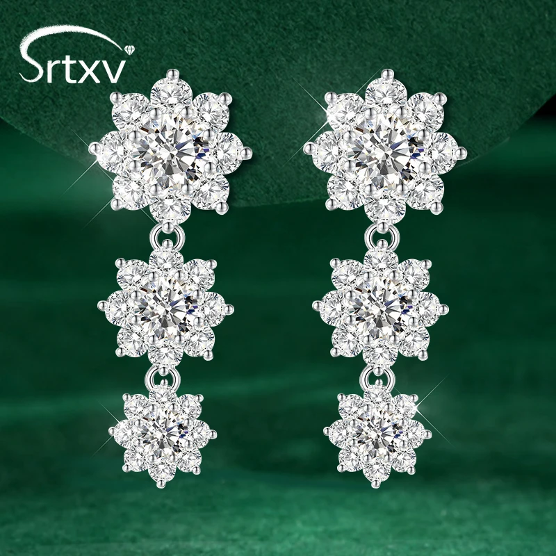 

5.88CTTW Full Moissanite Drop Earrings For Women 925 Sterling Silver Sun Flowers Ear Stud Wedding Birthday Party Gifts Jewelry