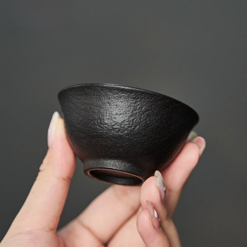 

Новинка: Чайный набор Гунфу, чашка для чая «Ледяное сияние», маленькая ретро-чашка Цзяньчжань для приема гостей, ручная работа, полировка камнем