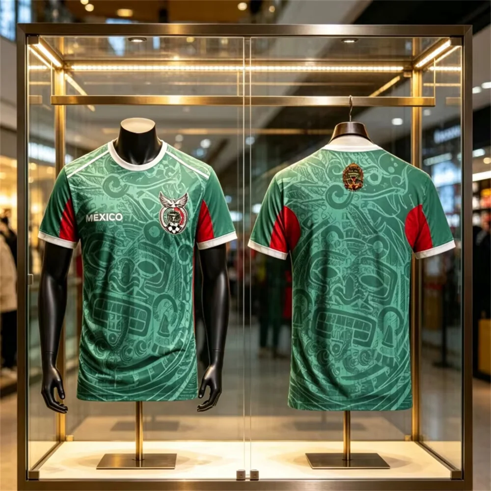 2026 Men's Mexico Football Soccer with A Crew Neck Training Uniform Sports Jerseys Breathable Quick-dry T-shirt Family Kids Tees