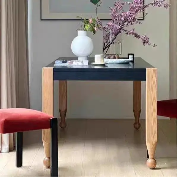 French all-solid wood dining table, antique rectangular dining table, modern simple workbench