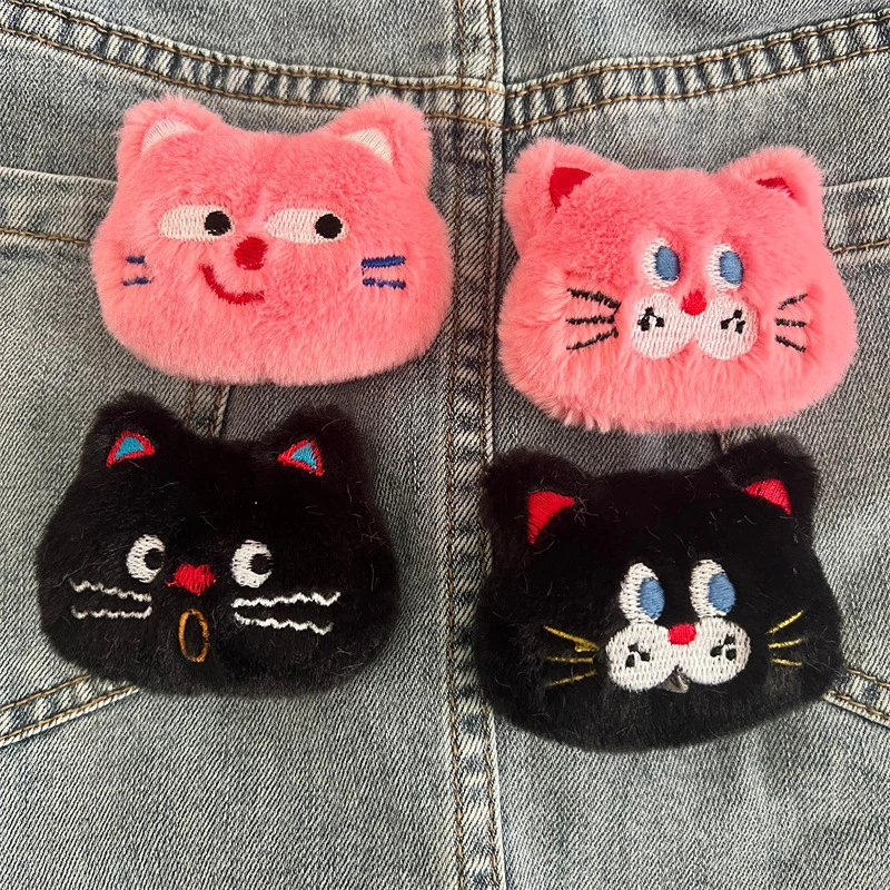 Cute Cat Plush Doll Brooch Fluffy Soft Stuffed Clothes Badge Pins Backpacks Decoration Accessories image 2