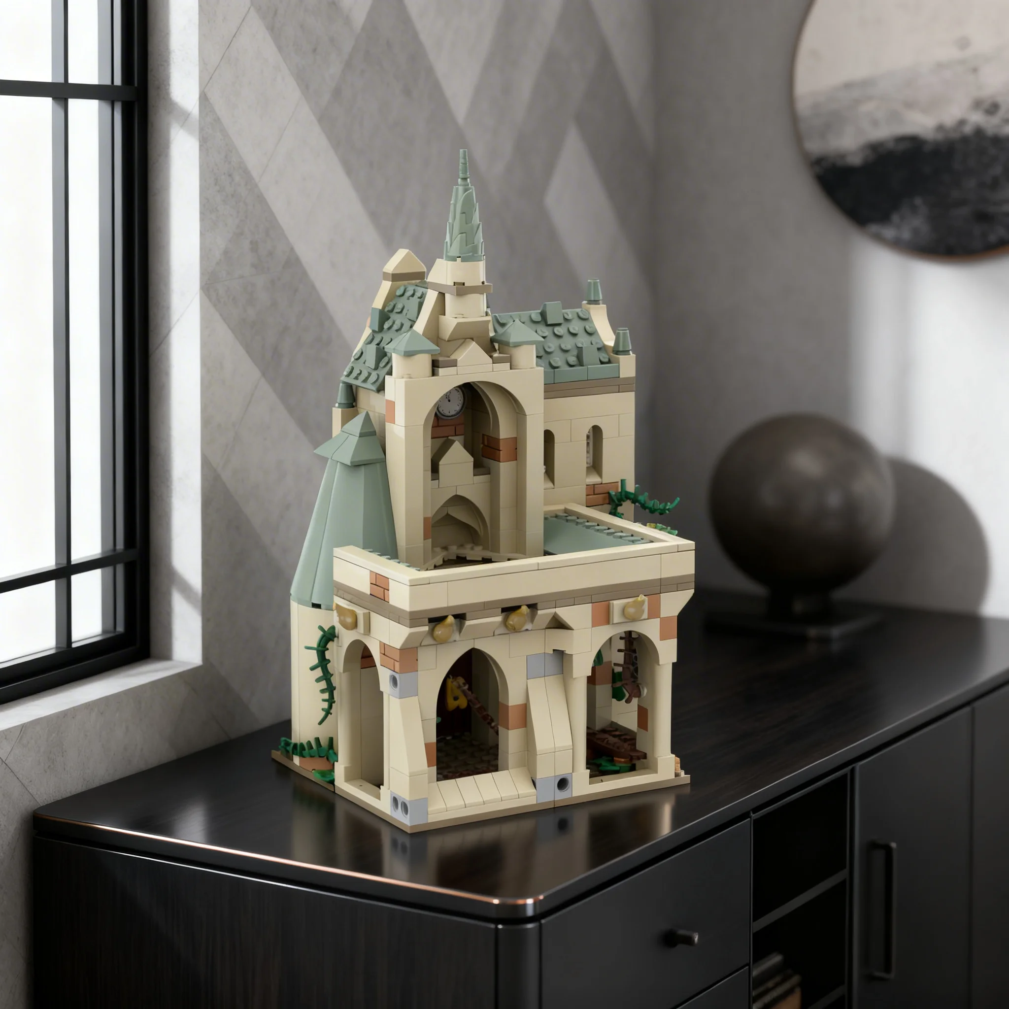 542pcs MOC Magic Wizard Modular Great Hall Model Building Blocks Home Decor Desk Display Shelf Accent Collector Gift For Adults