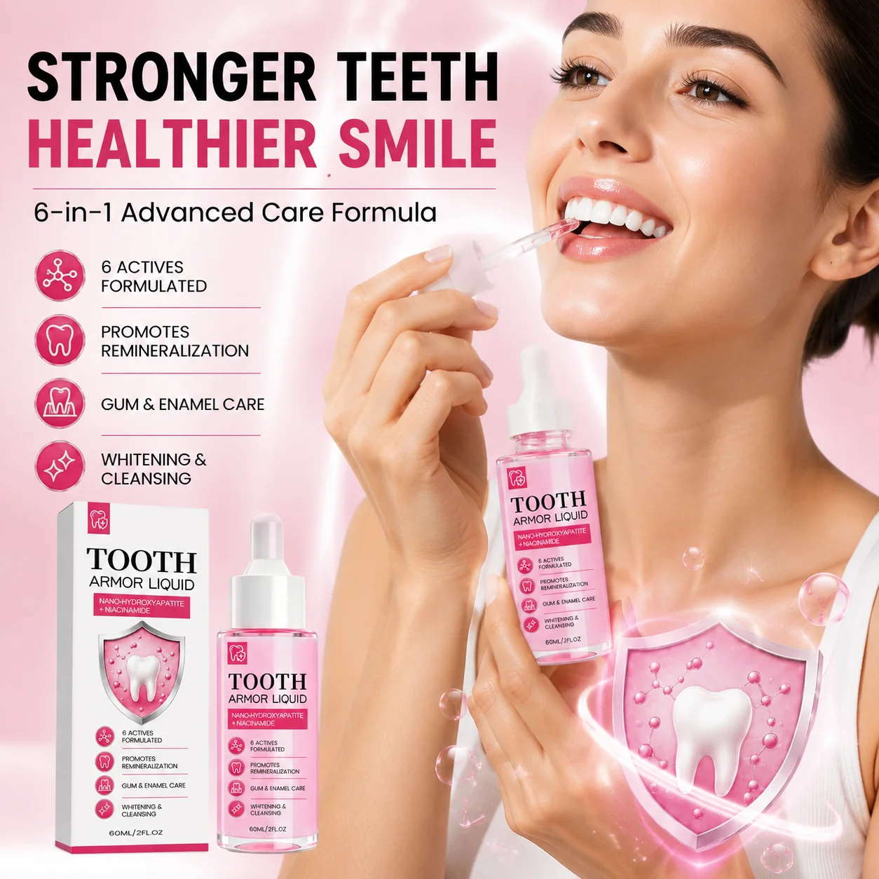 1/2/3/4/5 Pcs  Teeth Care Serum Gentle Oral Cleaner Treatment Daily Tooth Enamel Care Travel Size Daily Dental Care 60ml