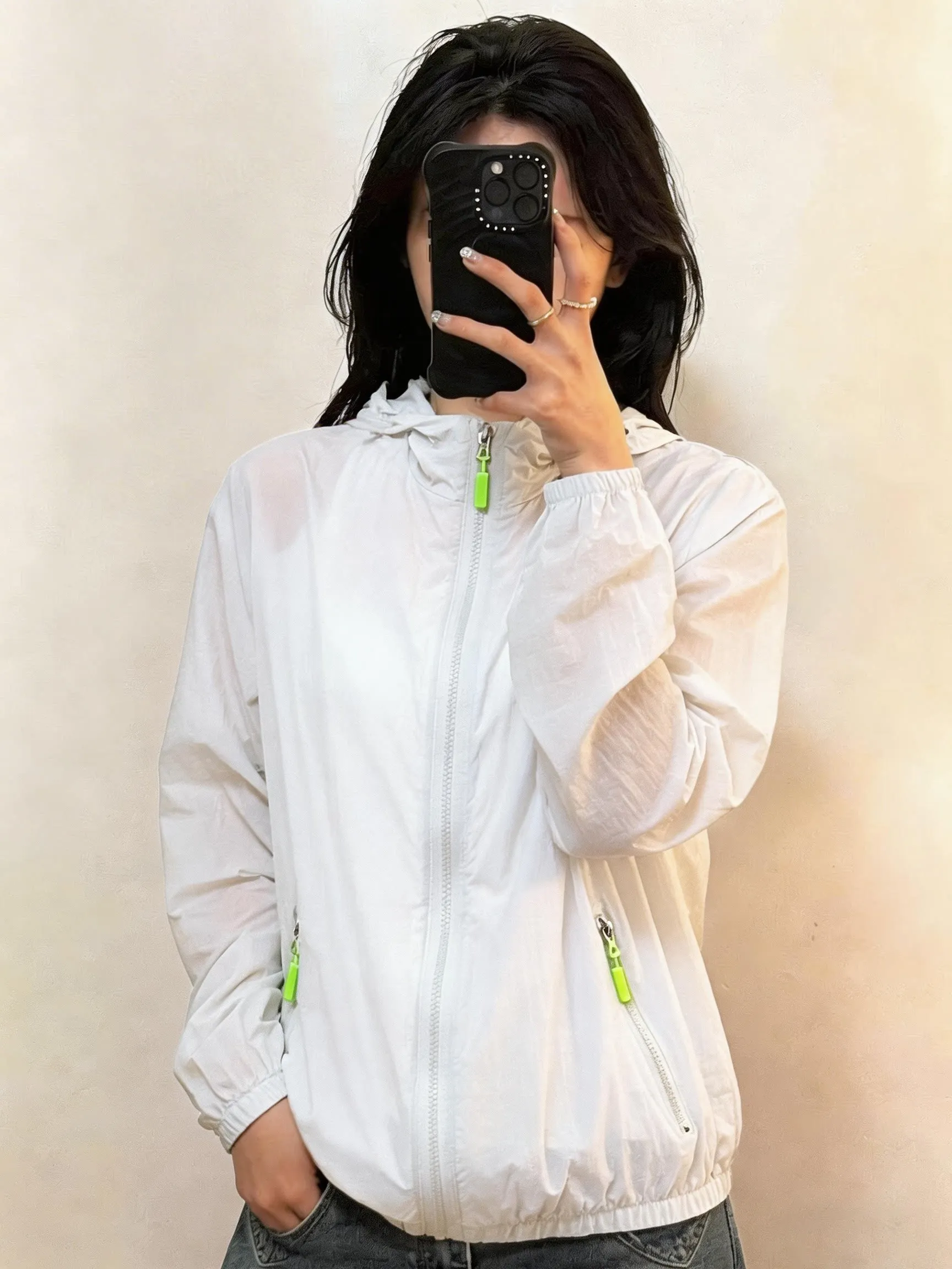 Korean Japanese High End Outdoor Lightweight Breathable Women's Fashion Anti-Uv Jacket plus Size Loose Fit Multi-Wear Zipper