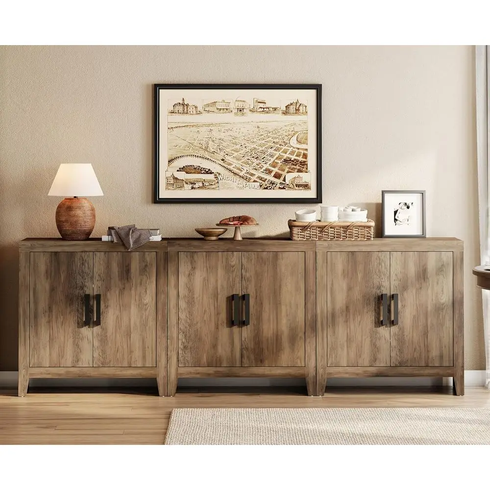 

Большой коричневый шкаф для хранения с 6 дверцами, идеально подходит для гостиной и кухни