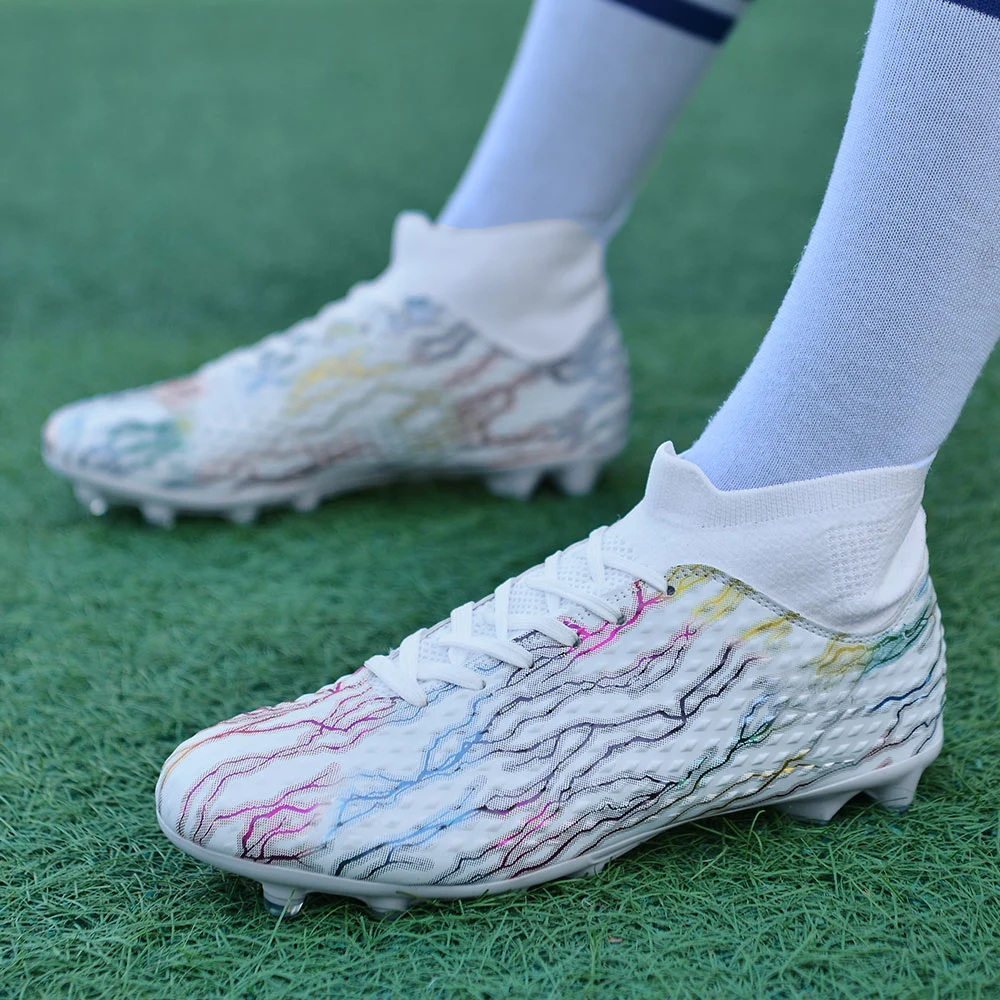 Sapatos de futebol de alta qualidade, cano alto, unhas longas, unhas quebradas, botas de treinamento de competição masculina, sapatos de futebol ag