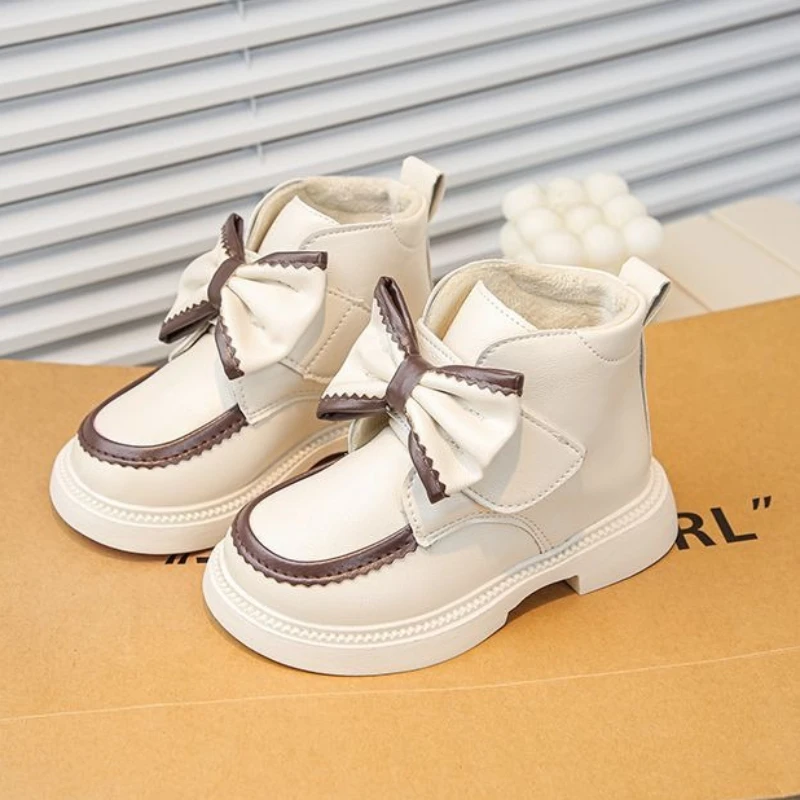 

2026 Autumn Winter New Girls Short Boots for Baby Girl Faux Fur Lined Stylish Princess Boots Fashion Kids Winter Footwear