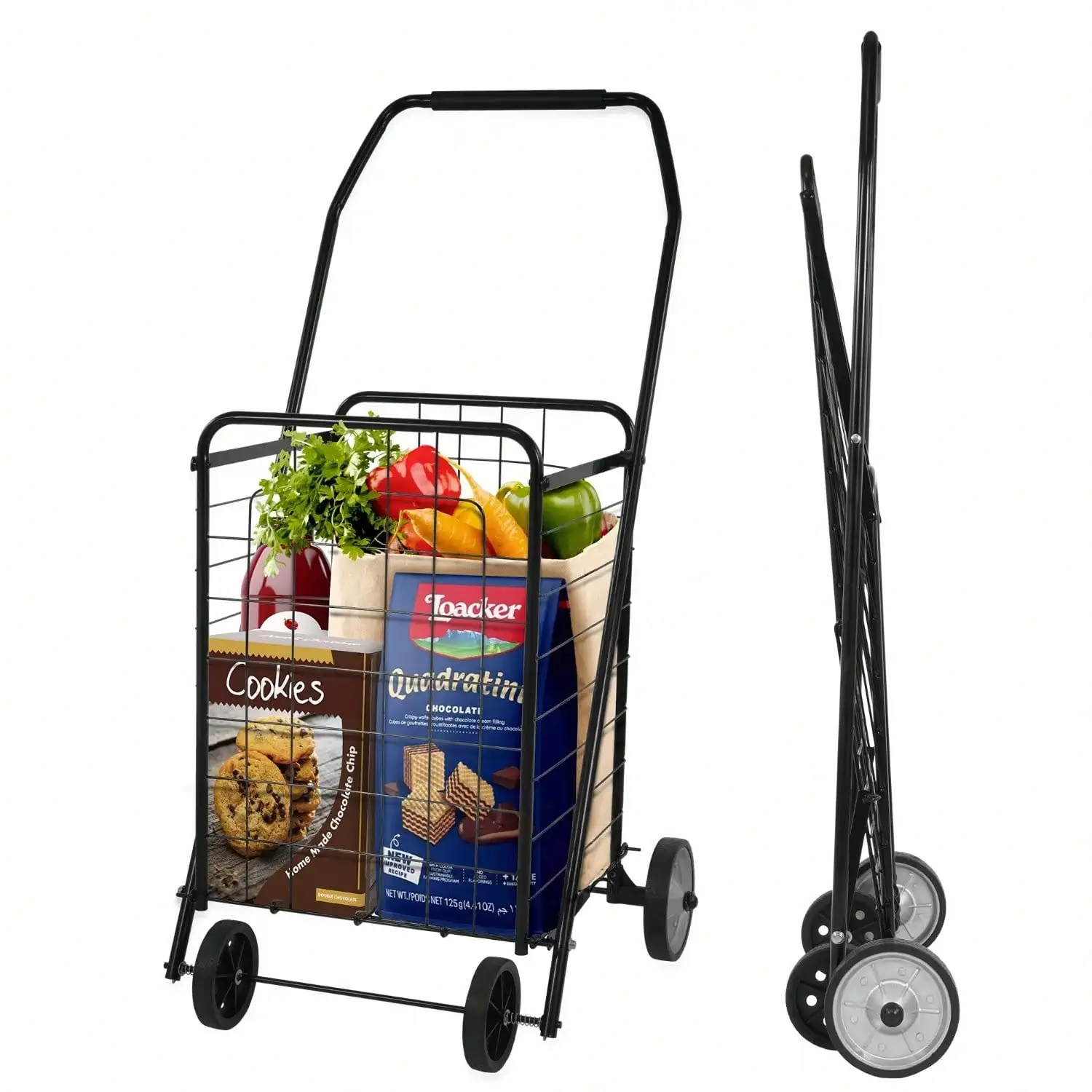 

Cart With Wheels, Lightweight Collapsible Utility Trolley – Easy To Assemble & Store, For Groceries, Laundry,