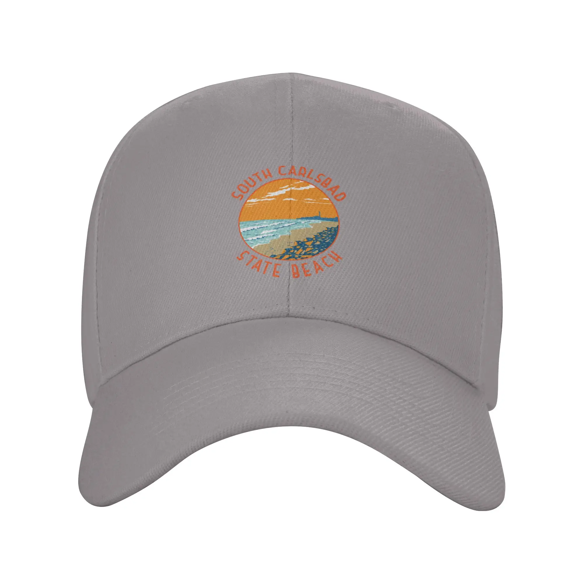 Hot Sale South Carlsbad State Beach Retro Distressed Circle Baseball Cap  Outdoor Women's Cap  Parent-Child Outing Women's Cap
