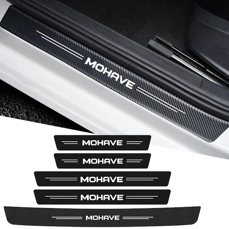 Car Door Sill Protector Stickers Carbon Fiber Threshold Strip for KIA MOHAVE Logo Trunk Door Bumper Guard Trim Anti Scratch Tape