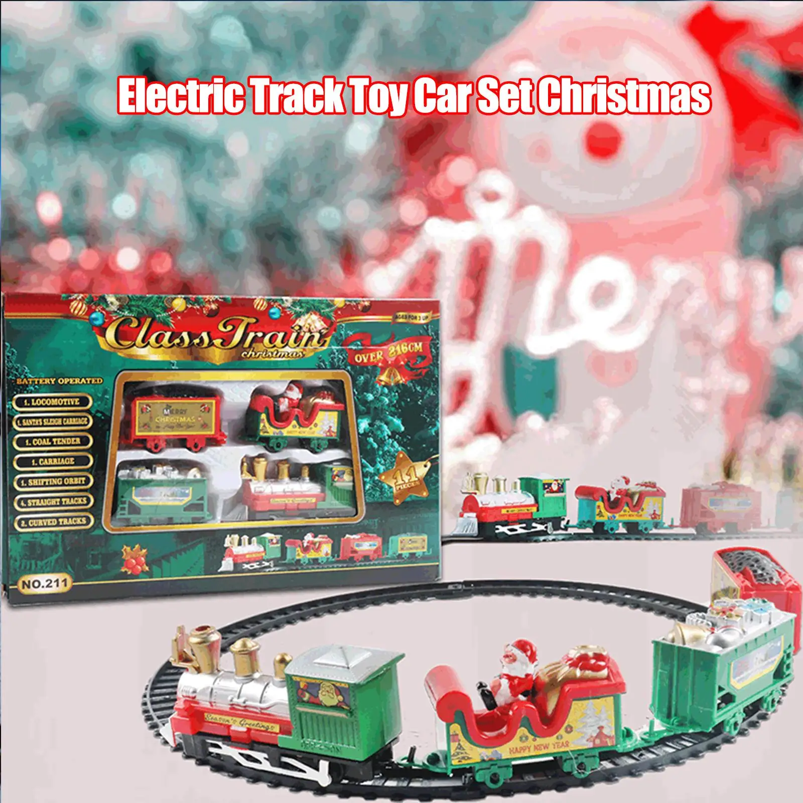 Christmas Electric Train Toy Rail Car Mini Train Track Gift Frame With Sound Light Decors Year Tree Xmas Toy Christmas New B037