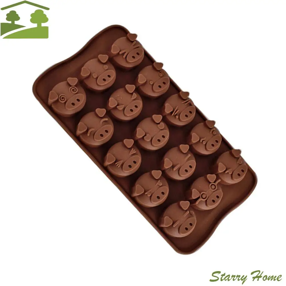 

Мини-форма для шоколада в форме свиньи с улыбкой на лице, 15 сеток, персонализированная силиконовая форма для какашек, забавная форма для мыла без приклеивания, желе