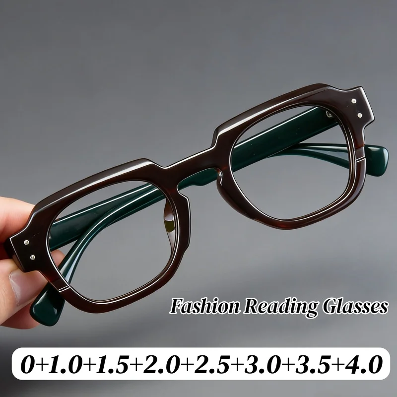 

Casual Men's Reading Glasses Fashion Large Square Frame Far Sight Eyewear Plus Diopters Classic Vintage Presbyopic Glasses