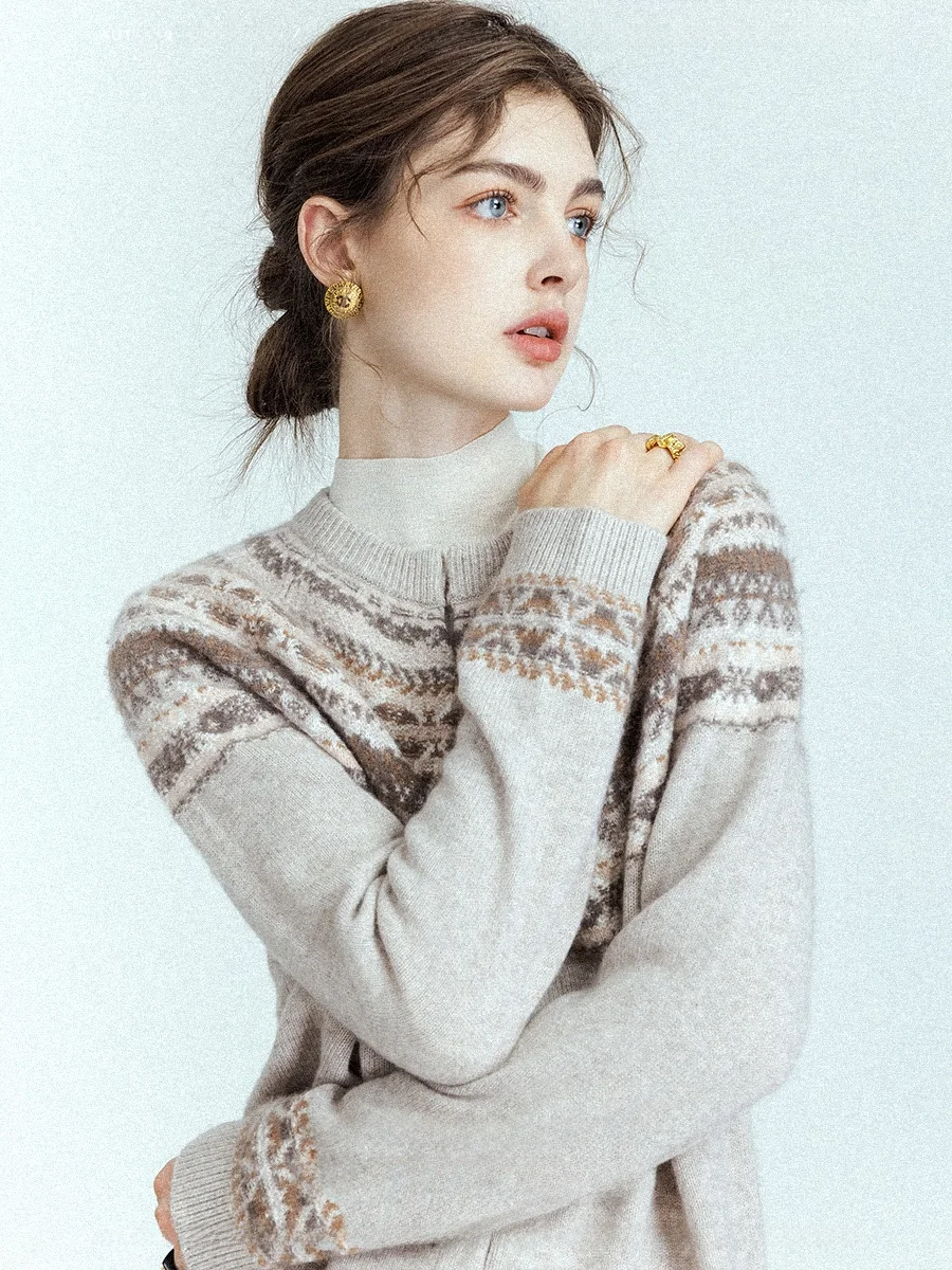 

Модный ретро-кардиган с узором Fair Isle для женщин, осенне-зимний, на пуговицах, с абстрактным дизайном, из шерсти...