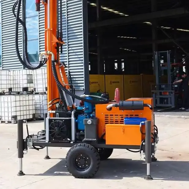 Customized 200M Water Borehole Wheel Crawler Diesel Hydraulic Portable Mine Water Well Drilling Deep Water Well Drilling Rig