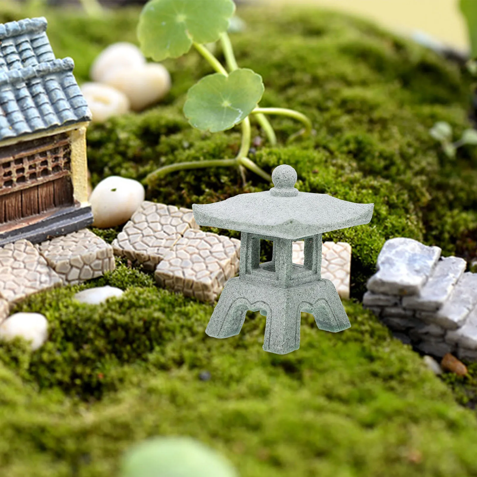 

Stone Lantern Ornaments Mini Landscape Decoration Garden Bonsai Figurines Zen Decor Outdoor Statue High Simulation Tiny Pavilion