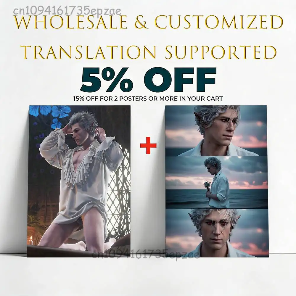 A-Astarion B-Baldurs G-Gate Anime Wall Art Canvas Painting Poster For Living Room Home Decor Decoration Picture