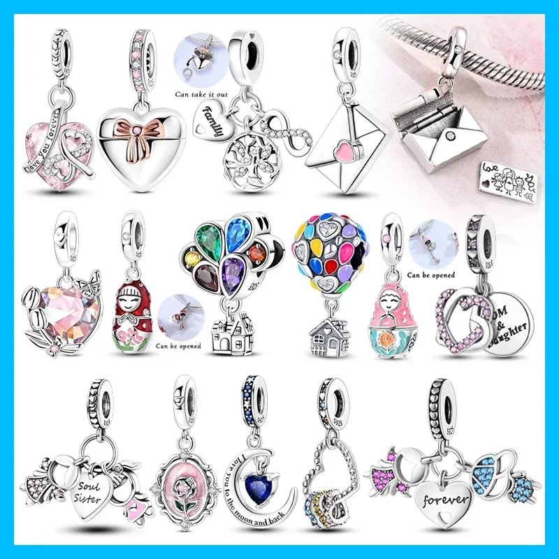 Charms 925 Silver Infinite Love Family Beads Friendship Zircon Pendant Fit Bracelets Bag Keychain Charm Diy Women Gift Accessory