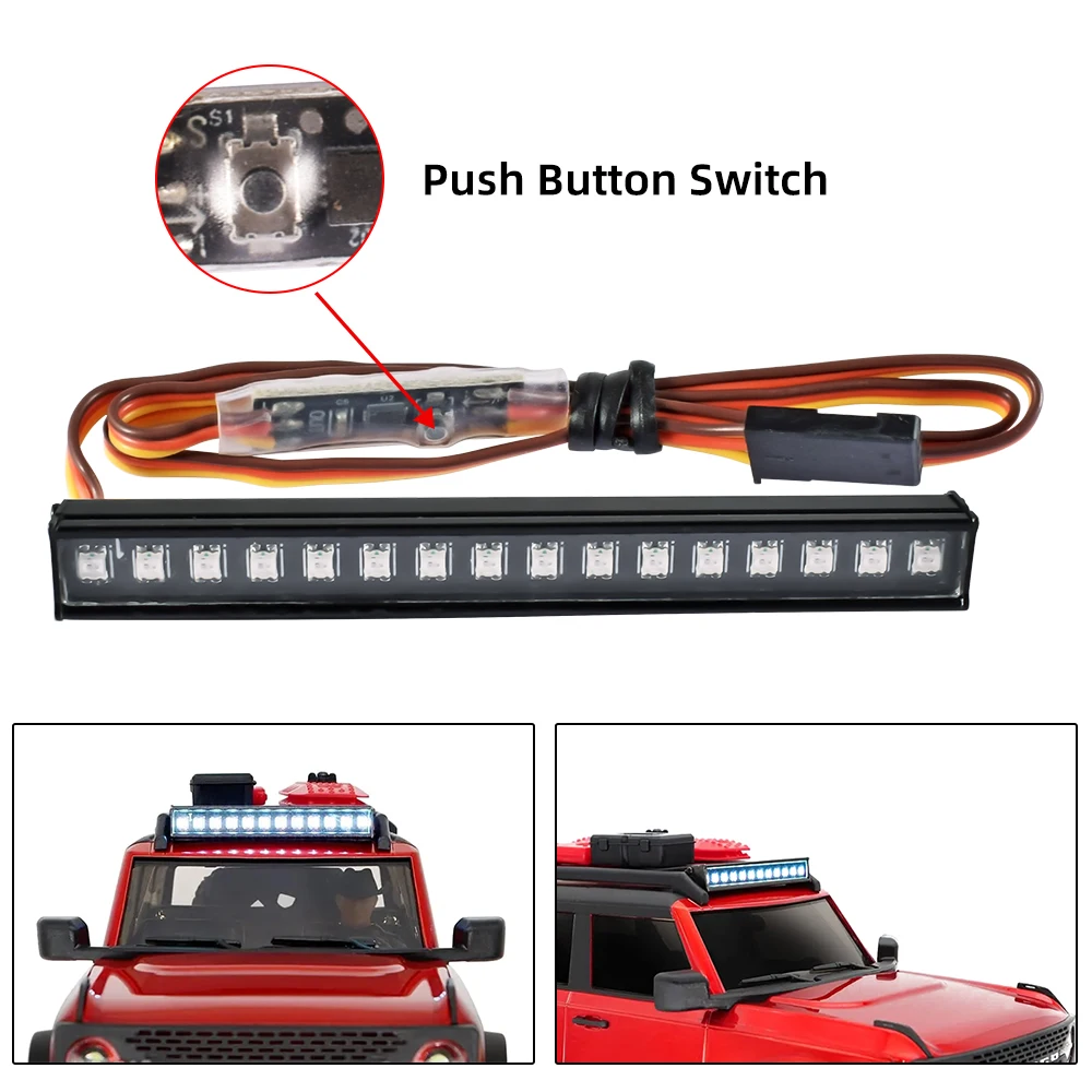 DUMBORC RC LED Light Bar Kolorowy zestaw lamp dachowych 45/56/64MM 8 trybów dla RC Crawler Car AXIAL SCX24 Bronco C10 JLU Gladiator — zdjęcie 5