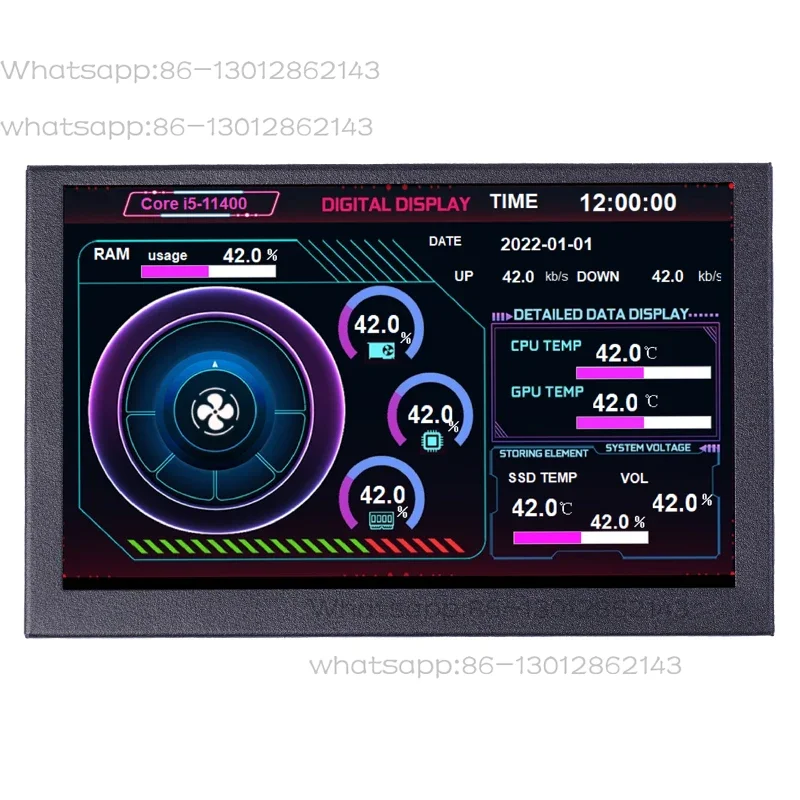 5 Inch IPS Type-C Secondary Screen Computer LCD Monitor Display USB Dynamic Display Sub-Screen Support Vertical Freely AIDA64