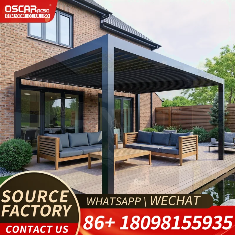 Adjustable Louvered Aluminum Structure for Outdoor Patio and Garden Use pergola