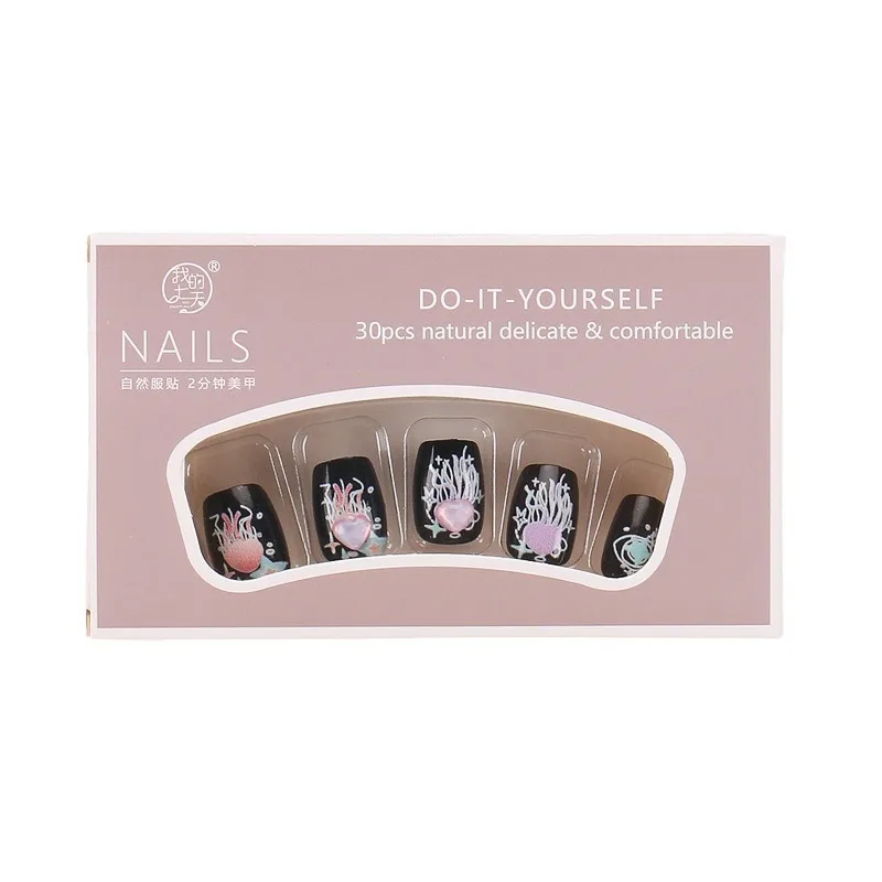 

Wearing nail short color graffiti handmade nail art pieces Finished 30 pieces False nail pieces Removable