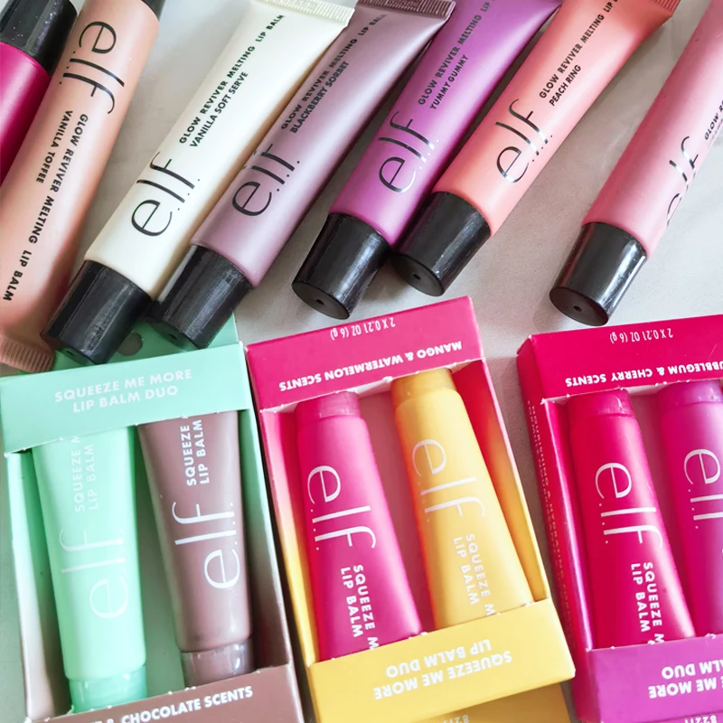 Fashion Elf Lip Balm Set Mango & Watermelon Moisturizing Nourishing Lipstick Lip Gloss Makeup 2 in1 Liquid Blusher Cosmetics