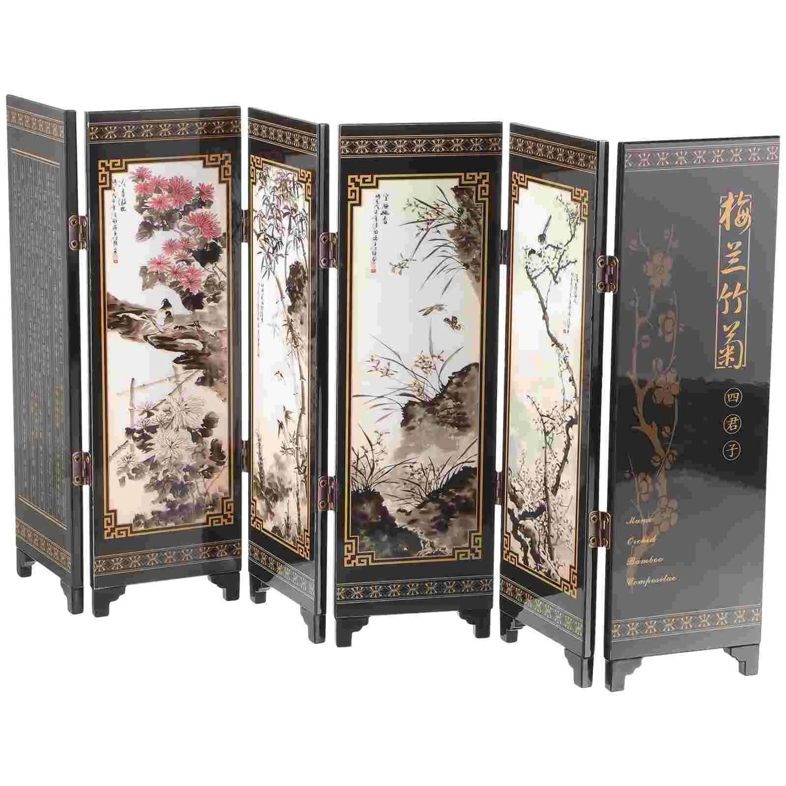 Decorative Screen Ornaments Room Separators Divider Wall Partition Home Small Folding Japanese-style with Shelves