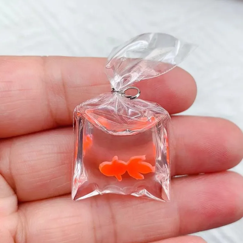 Mix 10pcs/pack Transparent Water Bag Fish Resin Charms Funny Ocean Coral Goldfish Pendant For Earring Keychain DIY Jewelry Make