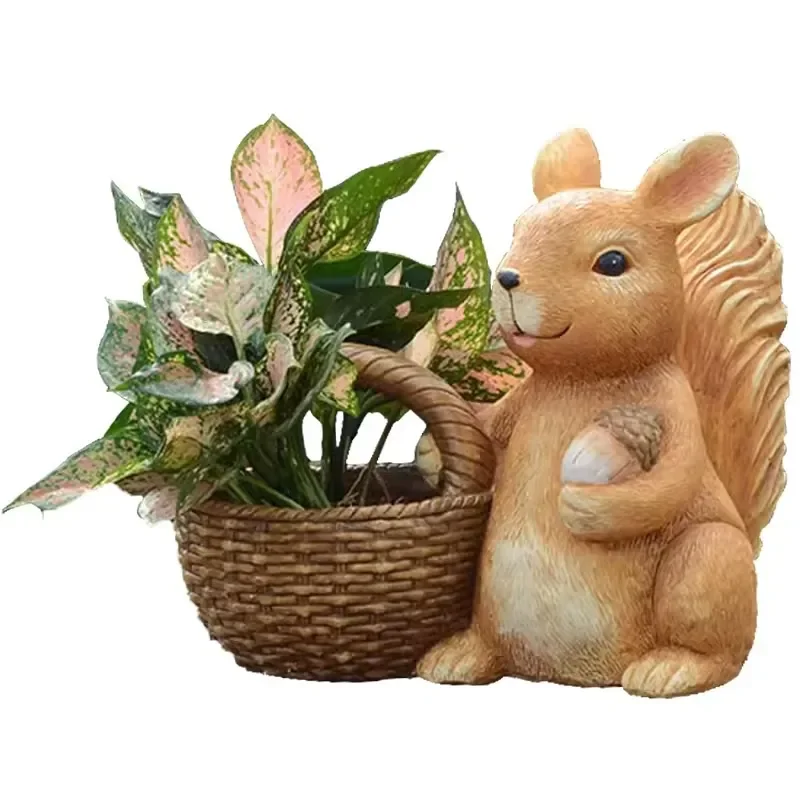 for Cartoon Squirrel Magnesium Oxide Flower Pot Garden Outdoor Decorative Landscape Container for Plants and Planters