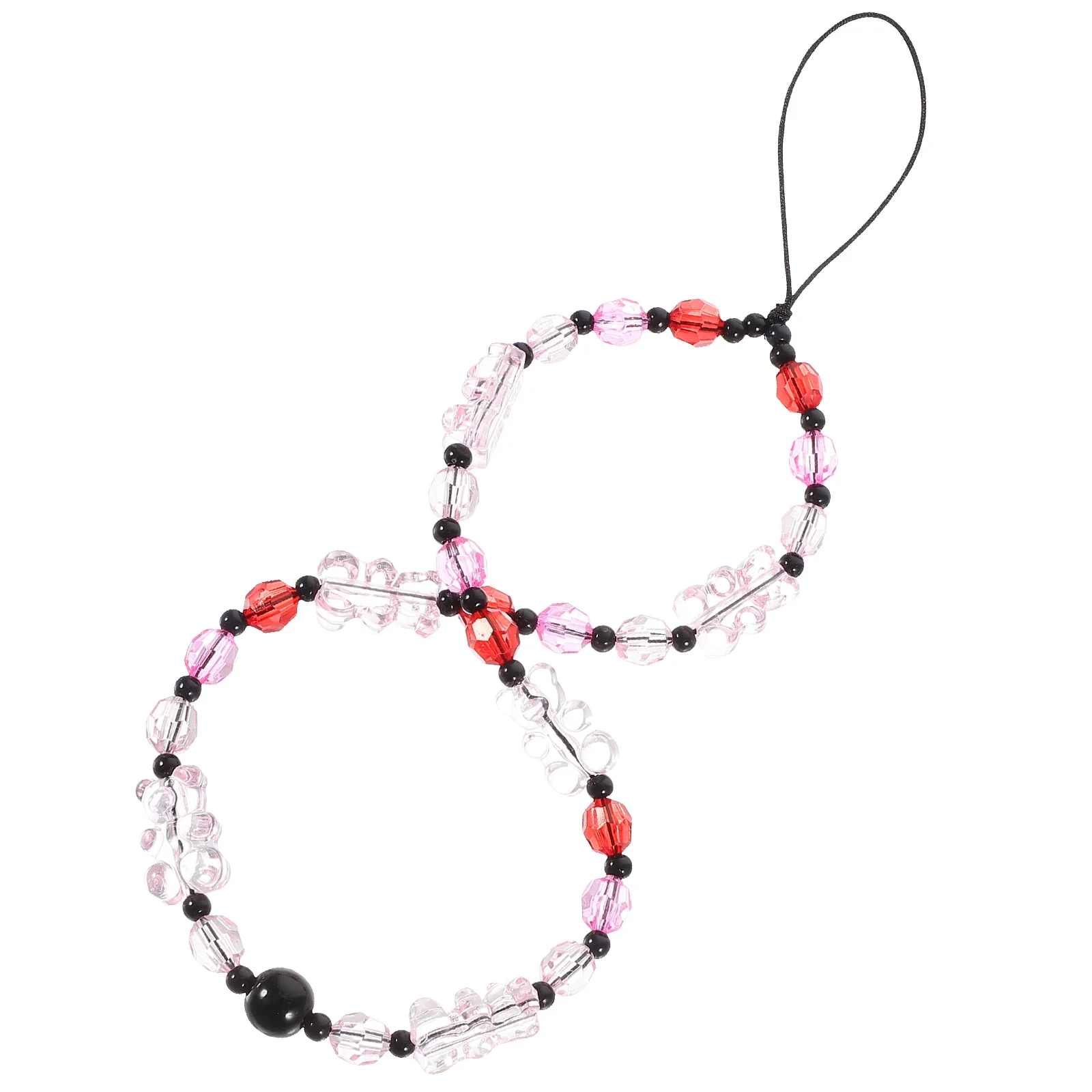 Mobile Phone Chain Lanyard Hanging Beaded Neck Strap Pink Bangles Rope Lanyards Cellphone Wristband Long