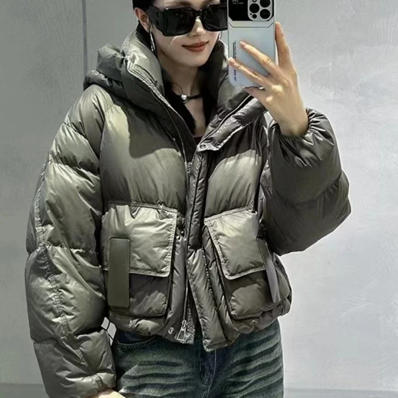 Short Women Jacket 2024 New Winter Coat Female Hooded Fashion Parkas Warm Loose Padded Snow Down Jacket Puffer Coats Down