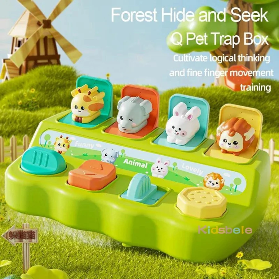 Frühes Lernen Kognitive Übung Spielzeug Kinder Tier Versteckspiel Maschine Spiel Baby Finger Geschicklichkeit Sicherheit Pop-up Schalter Box