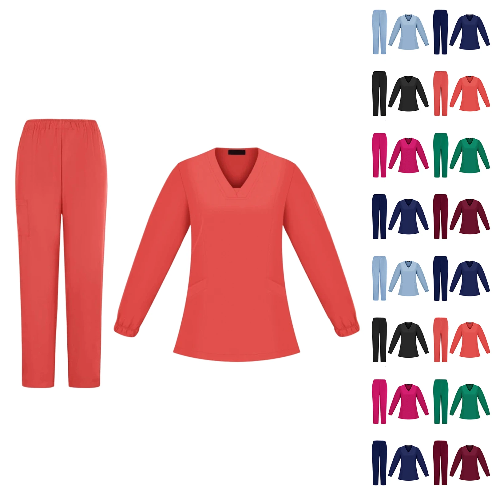 Uniformes chirurgicaux pour femmes, blouse d'allaitement à manches longues, blouses médicales, haut d'hôpital, col en v, médecin, soins infirmiers, ensembles de jogging longs