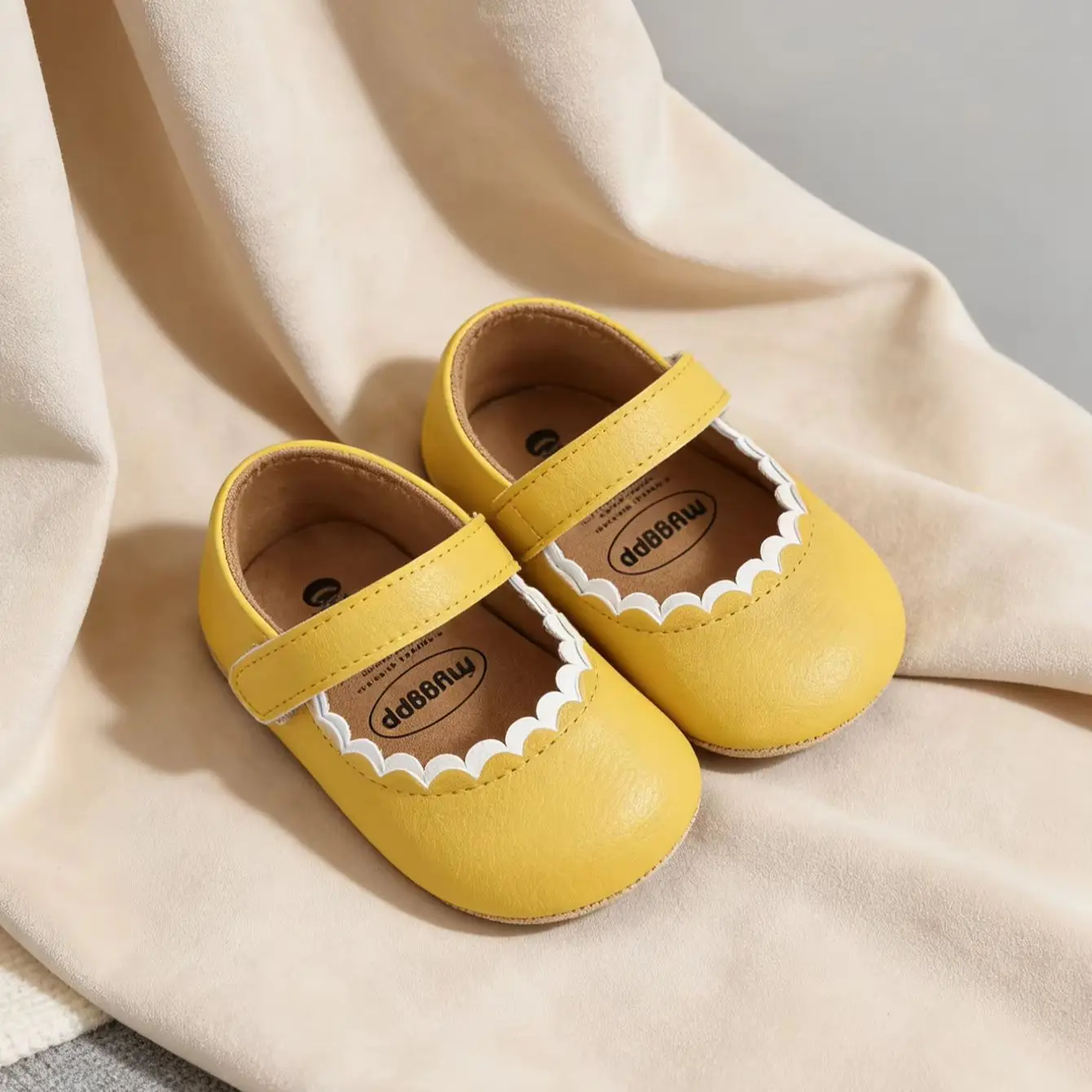 

Baby girl Mary Jane shoes with anti slip sole yellow ballet shoes princess dress wedding shoes newborn baby shoes