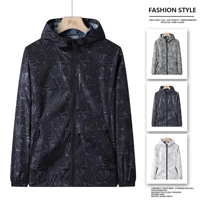 

Men's Ice Silk UV Protection Clothing Thin Outdoor Windbreaker Summer Fashionable Sunscreen Coat Loose Fit Long Sleeve Zipper
