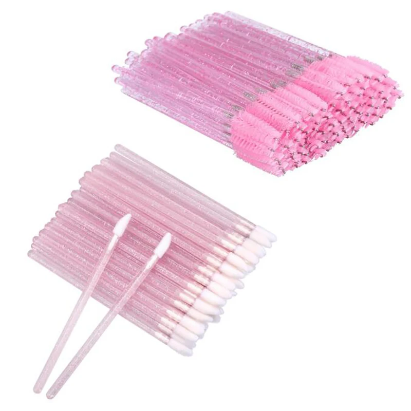 150 Disposable Mascara Wand and Lipstick Applicator Wands Crystal Lip Gloss Brush Lash Spoolies for Eyelash Extensions