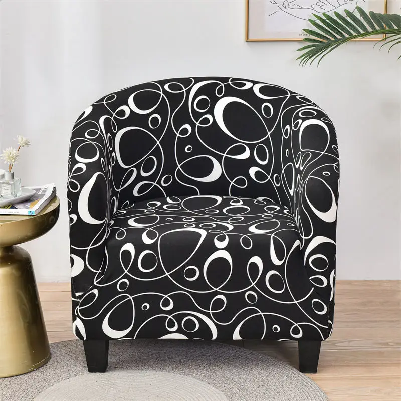 European Style Elastic Geometric Printing Spandex Sofa Cover for Club Living Room Cafe Single Seat Armchair Dust Protective Case