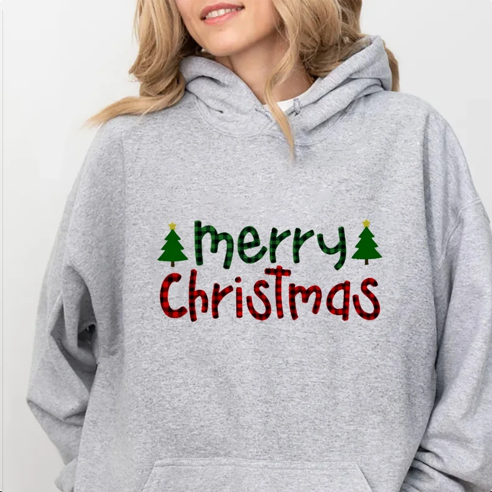 Merry Christmas Puff Hoodie Christmas 2025 Long Sleeve Top Women's Pullovers Retro Hoodies Womens Mens Streetwear Sweatshirt