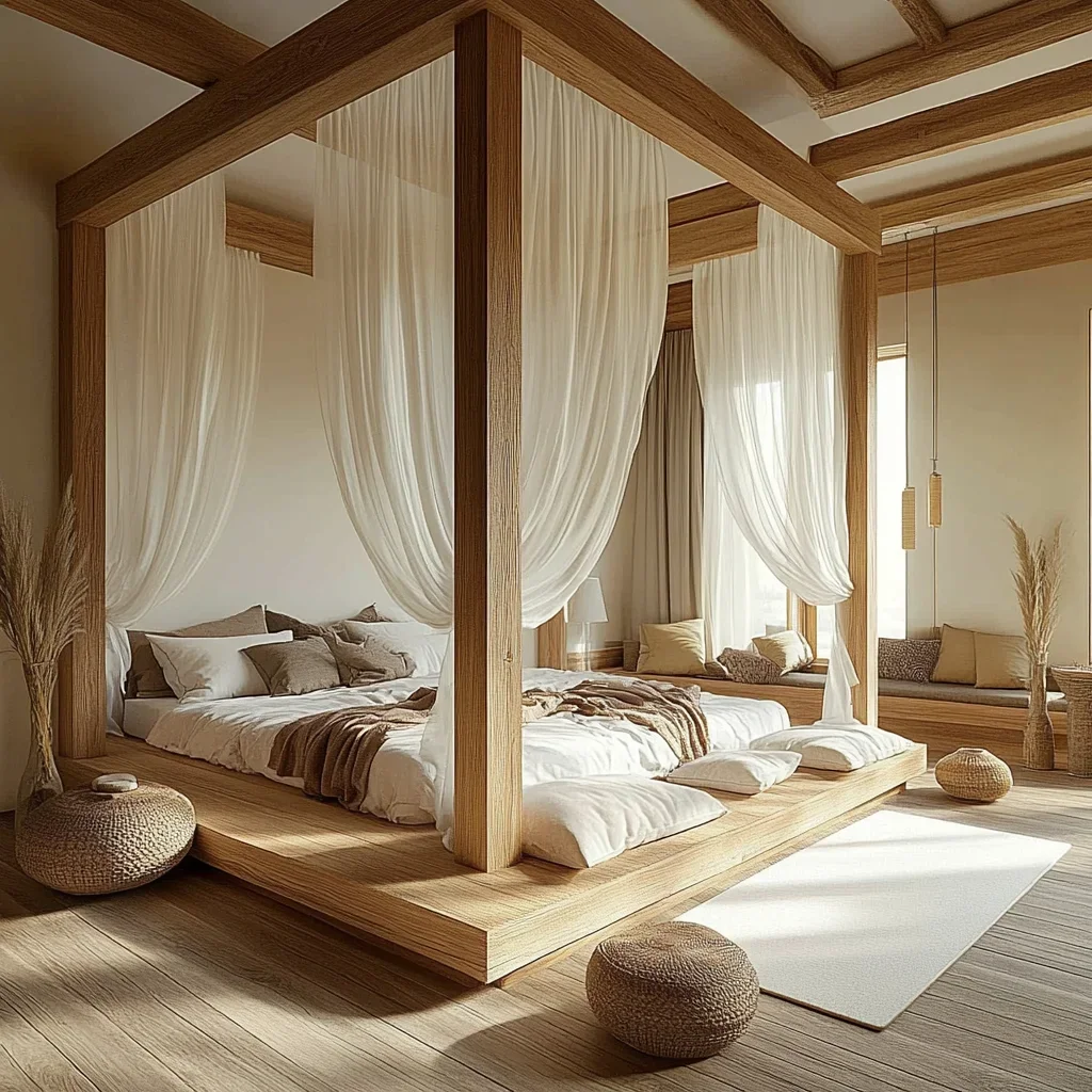 Log wind solid wood shelf bed four-poster bed Zen hotel club furniture tatami solid wood pull-out