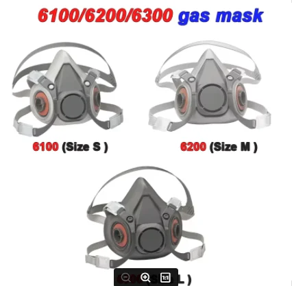 M 6100=S/ 6200=M/ 6300 =L respirator Gas mask reusable spray paint chemical Polished Multipurpose protective mask