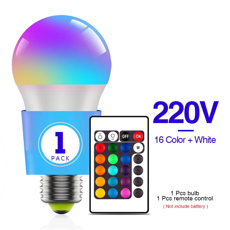 1-10 قطعة 16 ألوان تغيير ضوء E27 مفتاح التحكم عن بعد LED لمبة مصباح 220 فولت عكس الضوء RGB الأبيض تغيير ملون لغرفة النوم المنزلية